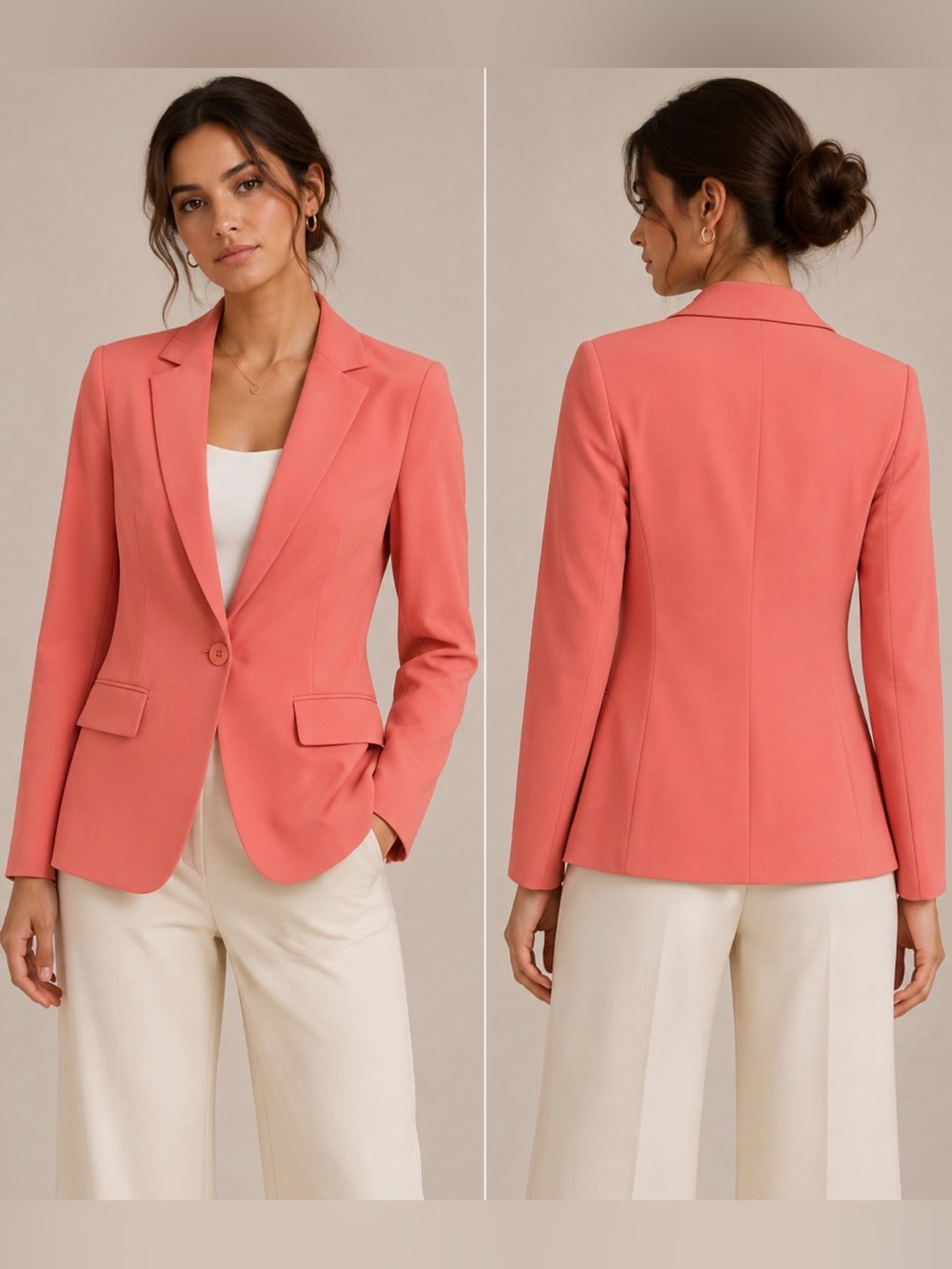 Nordstrom Coral-Pink Single-Button Blazer
